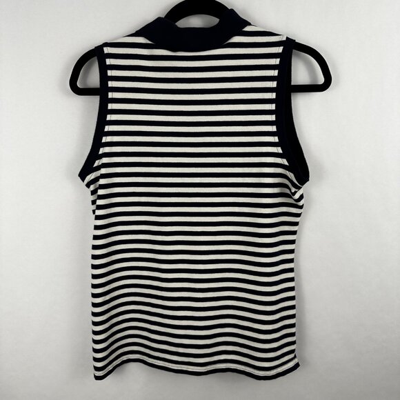 Tommy Hilfiger Polo Sleeveless Women's Striped 1/4 Zip With Anchor Logo Size M - Picture 4 of 6